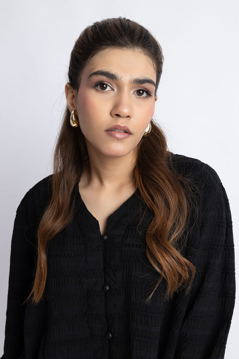 The Black Textured Blouse